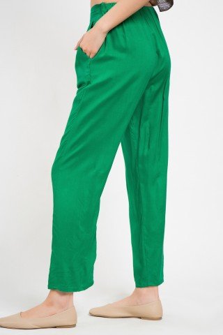 Pantaloni verzi drepti cu talie elastica