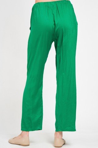Pantaloni verzi drepti cu talie elastica