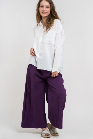 Camasa alba din in cu maneci lungi