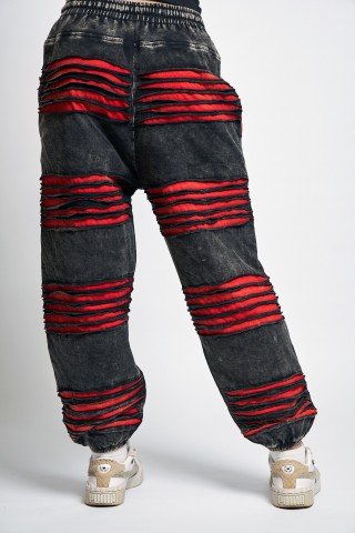 Pantaloni unisex negri rainbow cu aspect dublu