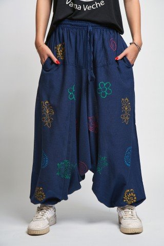 Salvari unisex bleumarin cu stamplie colorate
