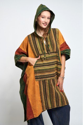 Poncho unisex Rasta cu tesatura etnica