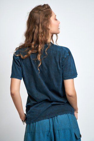 Tricou unisex albastru cu Mantra Mandala aurie