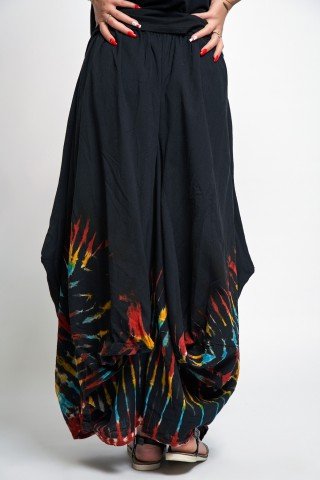 Fusta neagra tye dye gogosar cu buzunare aplicate