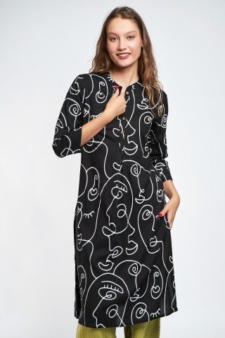 Tunica neagra cu print alb Face