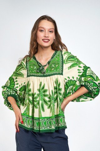 Bluza crem cu verde Shan