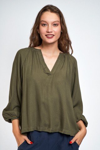 Bluza kaki fina cu anchior