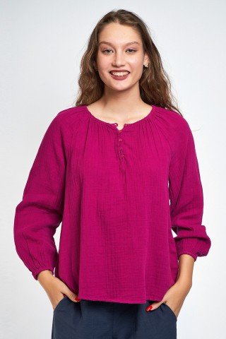 Bluza roz fucsia cu nasturei