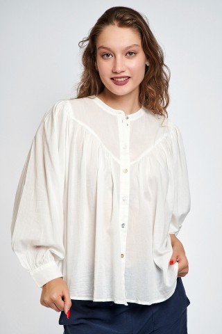 Bluza alba tip camasa Troya