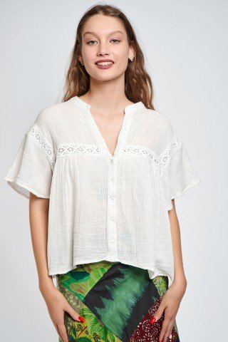 Bluza alba tip camasa Lian