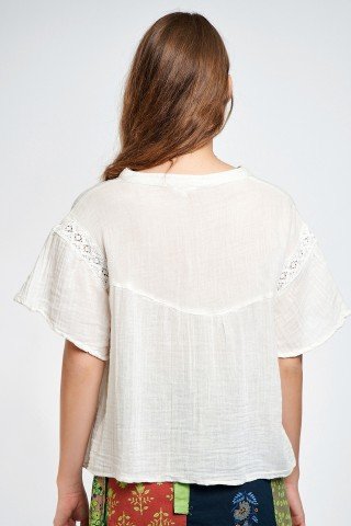 Bluza alba tip camasa Lian