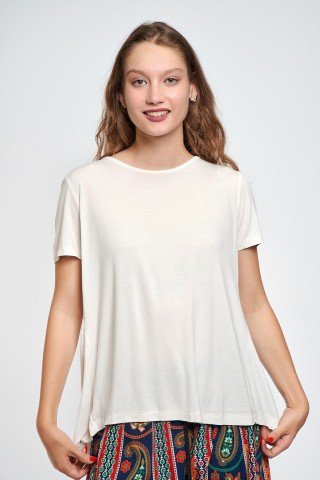 Tricou crem jerse petrecut pe spate