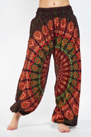 Pantaloni visini cu imprimeu mandala