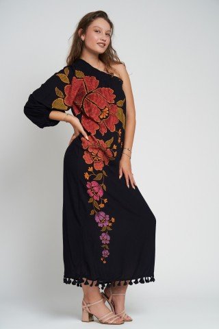 Rochie neagra cu imprimeu floral Marry