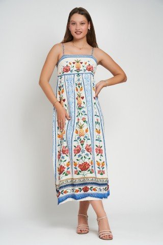 Rochie midi cu bretele si imprimeu Dunmore