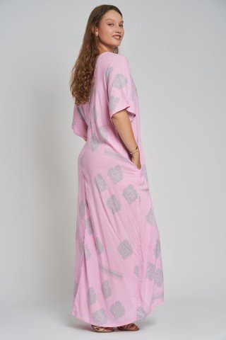 Rochi lunga stil kaftan cu buzunare