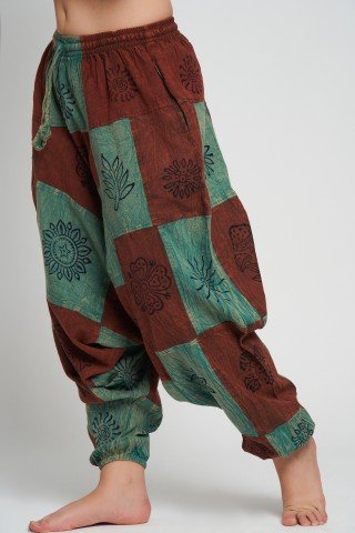 Salvari patchwork rosu-menta cu print floral