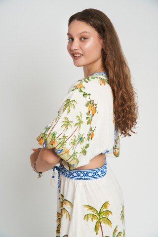 Bluza top cu imprimeu Palms & Paradise
