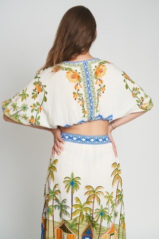 Bluza top cu imprimeu Palms & Paradise