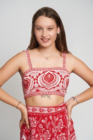 Bustiera cu imprimeu Scarlet Tropic