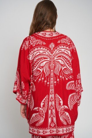 Kimono cu imprimeu Scarlet Tropic