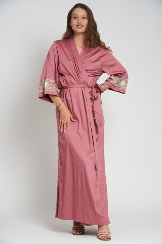 Rochie-Kimono cu imprimeu floral Rose Dust