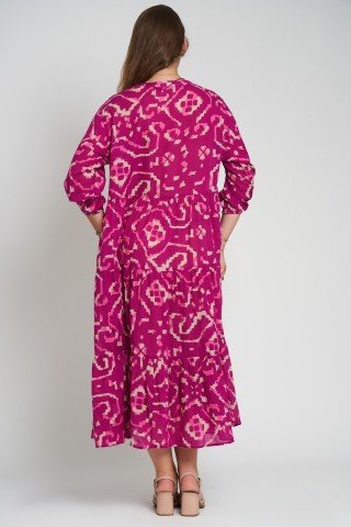 Rochie cu volane si nasturi Fuchsia Glow