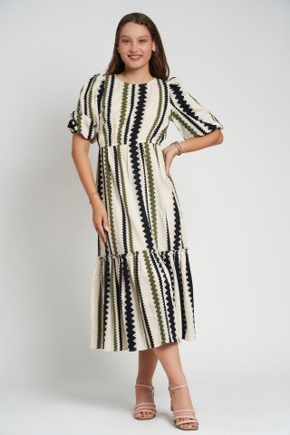 Rochie cu maneci bufante si volan Savanna Flow