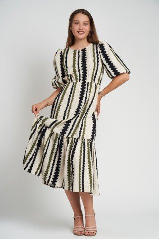 Rochie cu maneci bufante si volan Savanna Flow