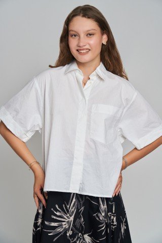 Camasa alba oversize din poplin