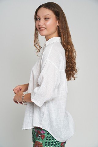 Camasa alba oversize din poplin