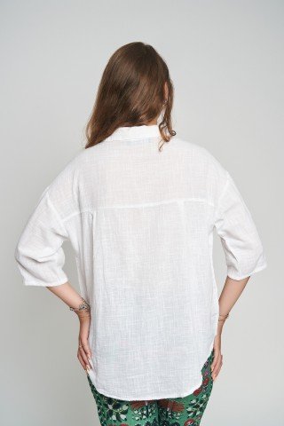 Camasa alba oversize din poplin