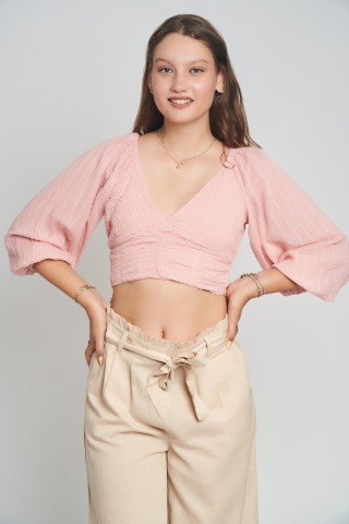 Bluza top cu maneci bufante Rosa Sol