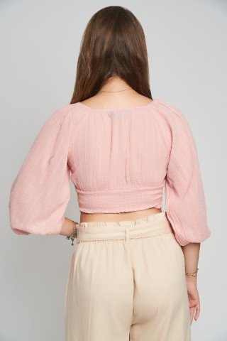 Bluza top cu maneci bufante Rosa Sol
