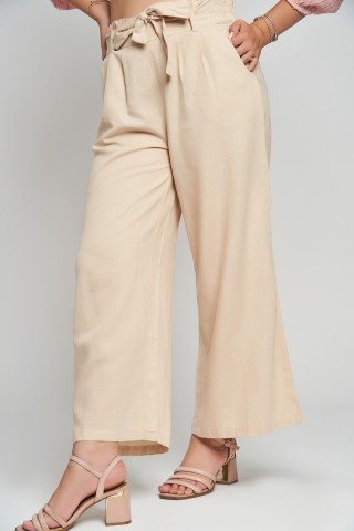 Pantaloni cu talie inalta si cordon Vanilla Drift