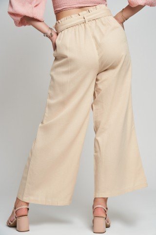 Pantaloni cu talie inalta si cordon Vanilla Drift