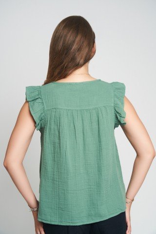 Bluza din muselina cu anchior Forest Whisper