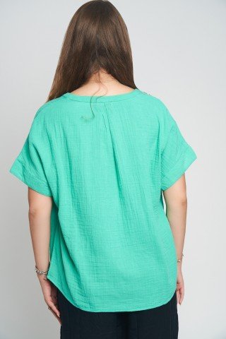 Bluza vernil din muselina cu detalii crosetate Breeze