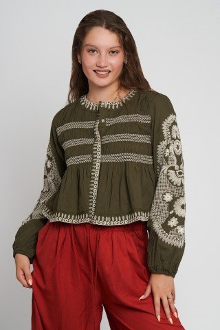 Bluza cu broderie florala Jardin Secret