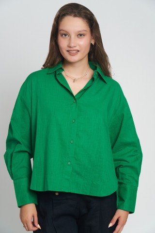Camasa verde crud din bumbac Green Spirit