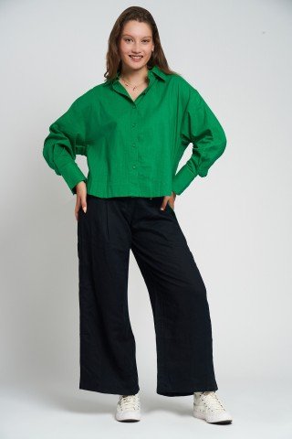 Camasa verde crud din bumbac Green Spirit