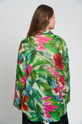 Camasa multicolora cu imprimeu tropical Jungle Bloom