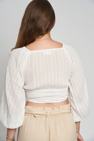 Bluza alba top cu maneci bufante Rosa Sol