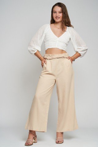 Bluza alba top cu maneci bufante Rosa Sol