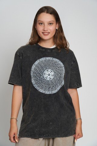 Tricou bumbac cu print Mandala