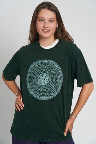 Tricou bumbac cu print Mandala
