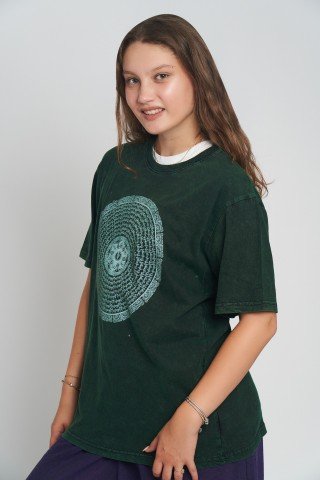Tricou bumbac cu print Mandala
