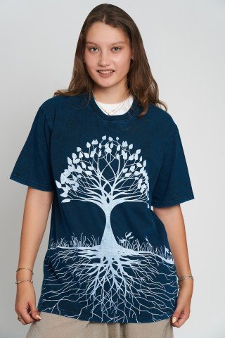 Tricou bumbac cu print Tree of Life