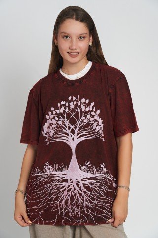 Tricou bumbac cu print Tree of Life