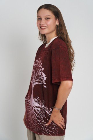 Tricou bumbac cu print Tree of Life